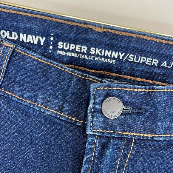 Old Navy Super Skinny Jeans Blue Dark Wash Mid-Rise Stretch Size 8 Tall - Picture 5 of 10